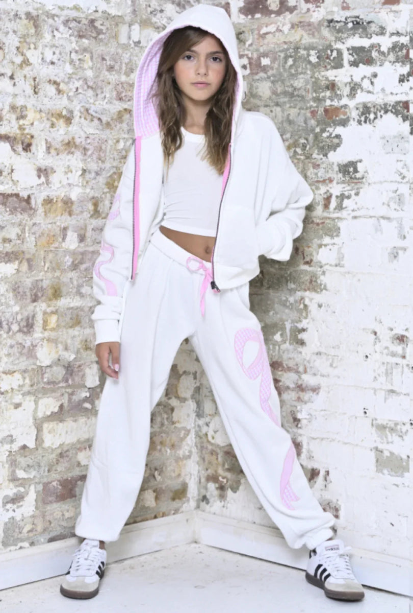 COQUETTE BOW DYLAN ZIP UP HOODIE - HOODIES