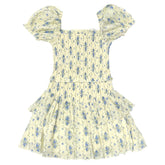 CREME STRIPE FLORAL LAINEY PUFF SLEEVE DRESS - DRESSES