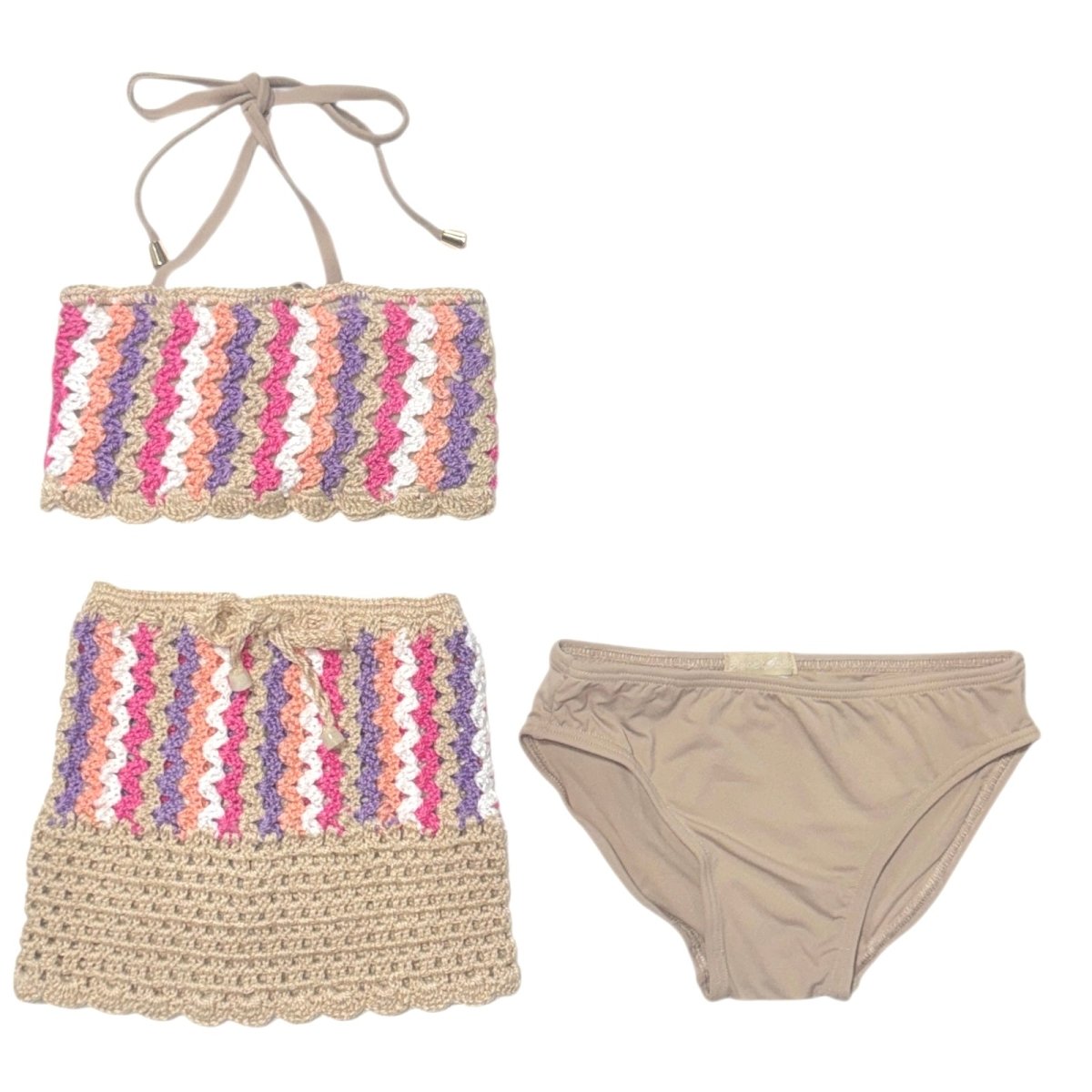 CROCHET BANDEAU TOP AND SKIRT SET W/ UNDERWEAR - PLANET SEA