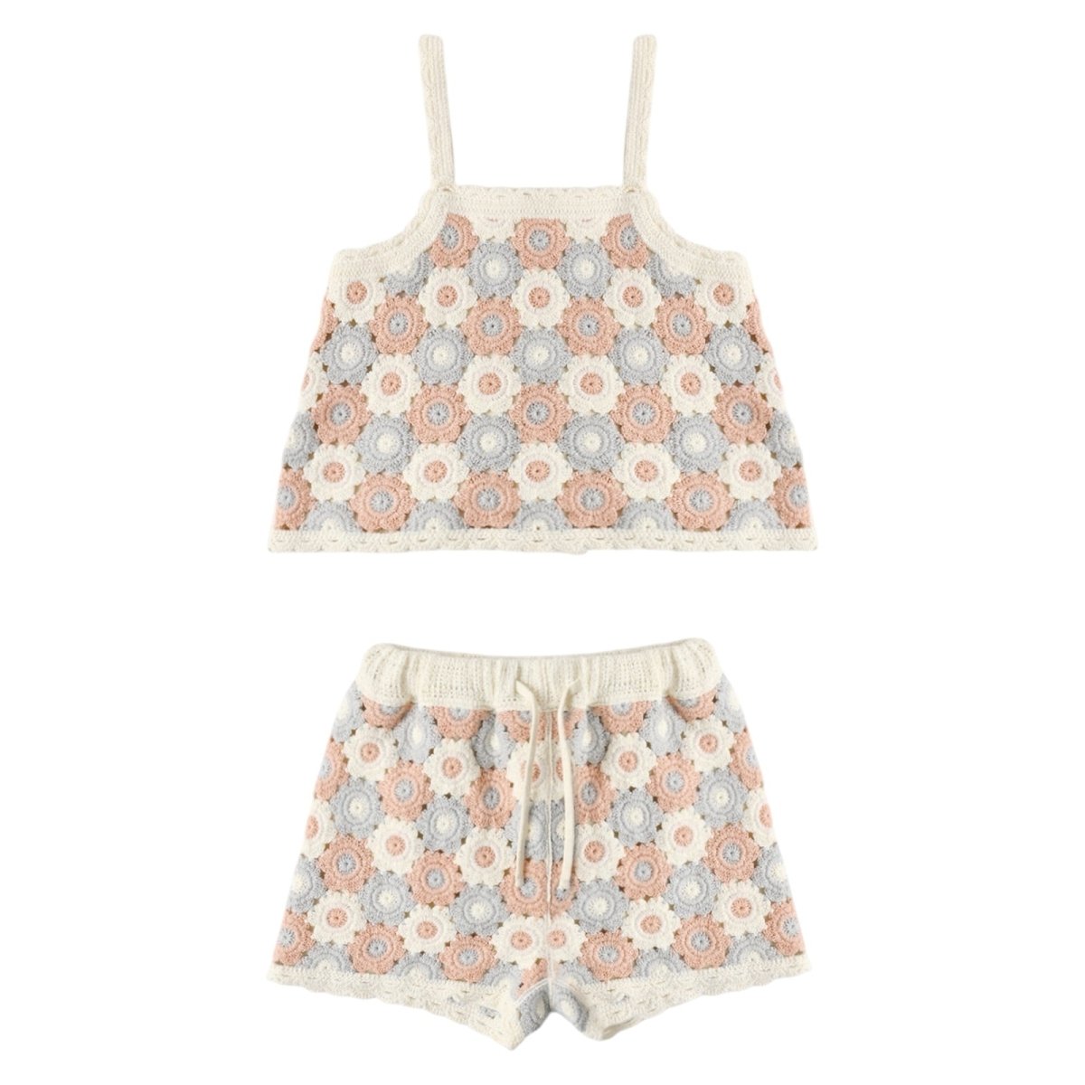 CROCHET LILI KNIT TANK AND SHORT SET by RYLEE + CRU | Kids Fashion