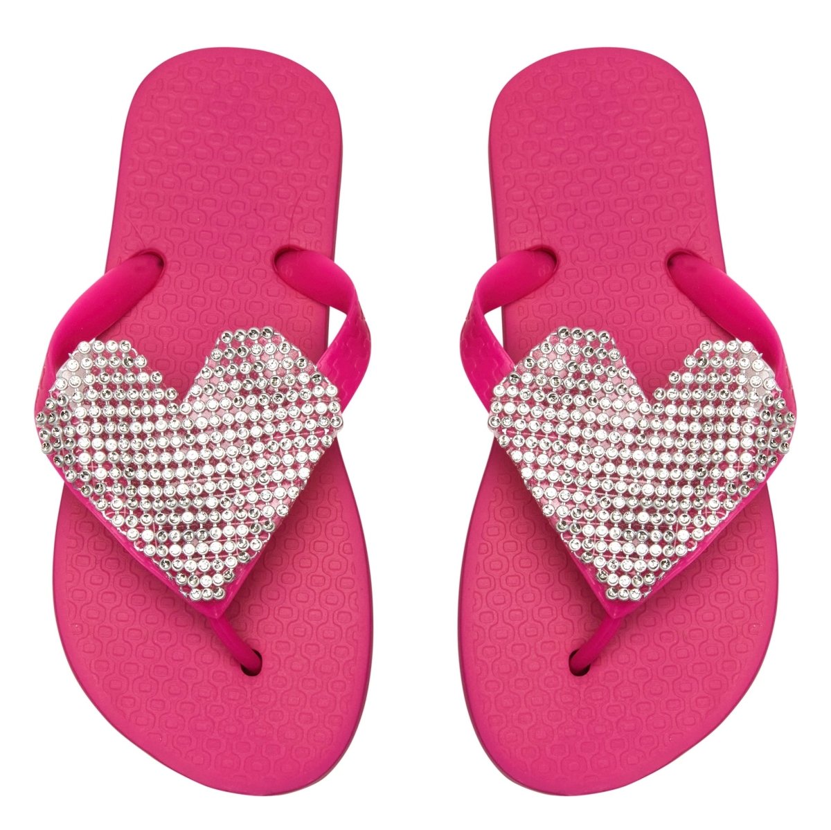 CRYSTAL HEART FLIP FLOP SANDALS - SANDALS