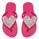 CRYSTAL HEART FLIP FLOP SANDALS - SANDALS