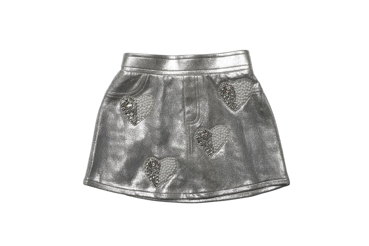 CRYSTAL HEART METALLIC SKORT (PREORDER) - MINI DREAMERS