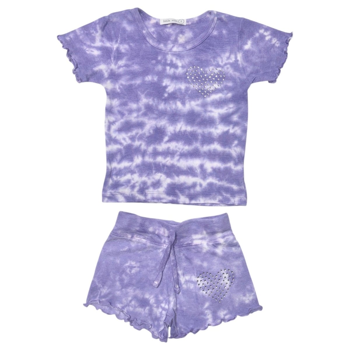 CRYSTAL HEART TIE DYE TSHIRT AND SHORTS SET - MISH MISH