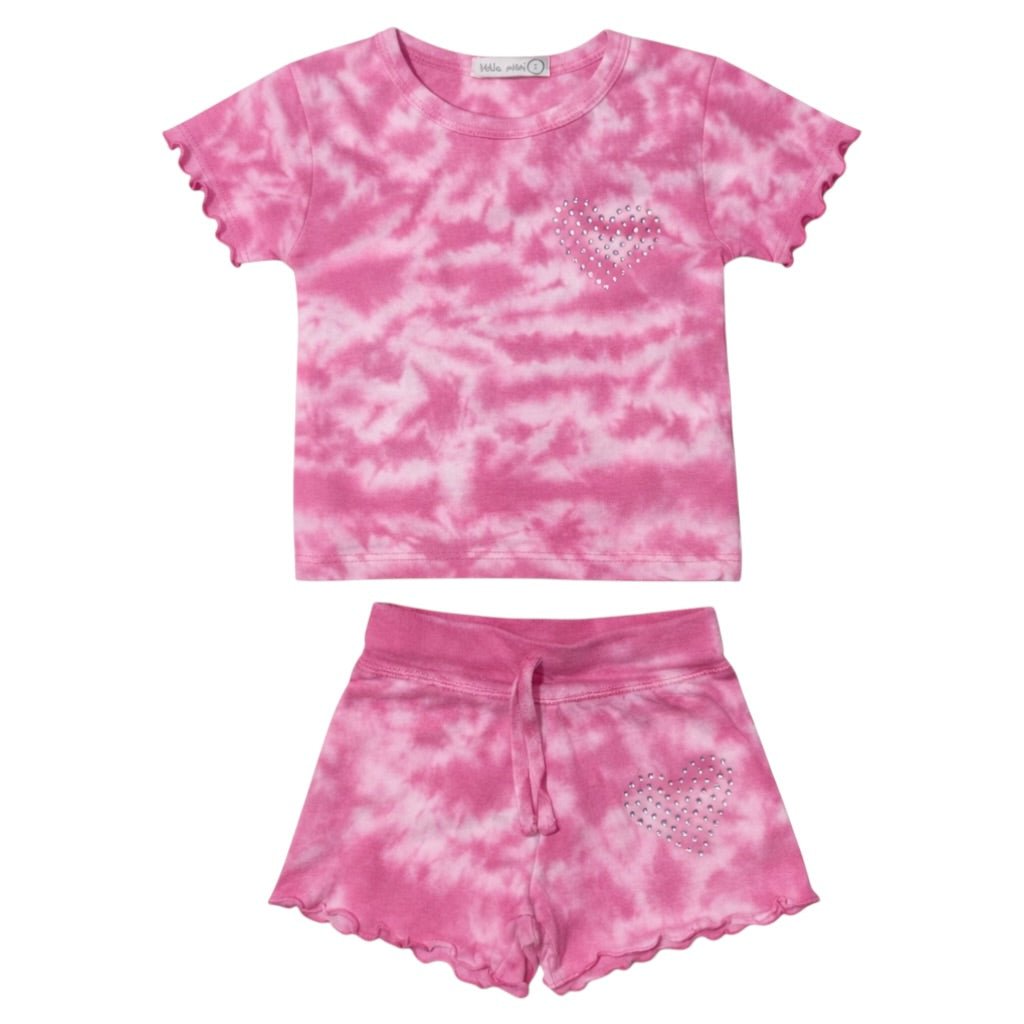CRYSTAL HEART TIE DYE TSHIRT AND SHORTS SET - MISH MISH