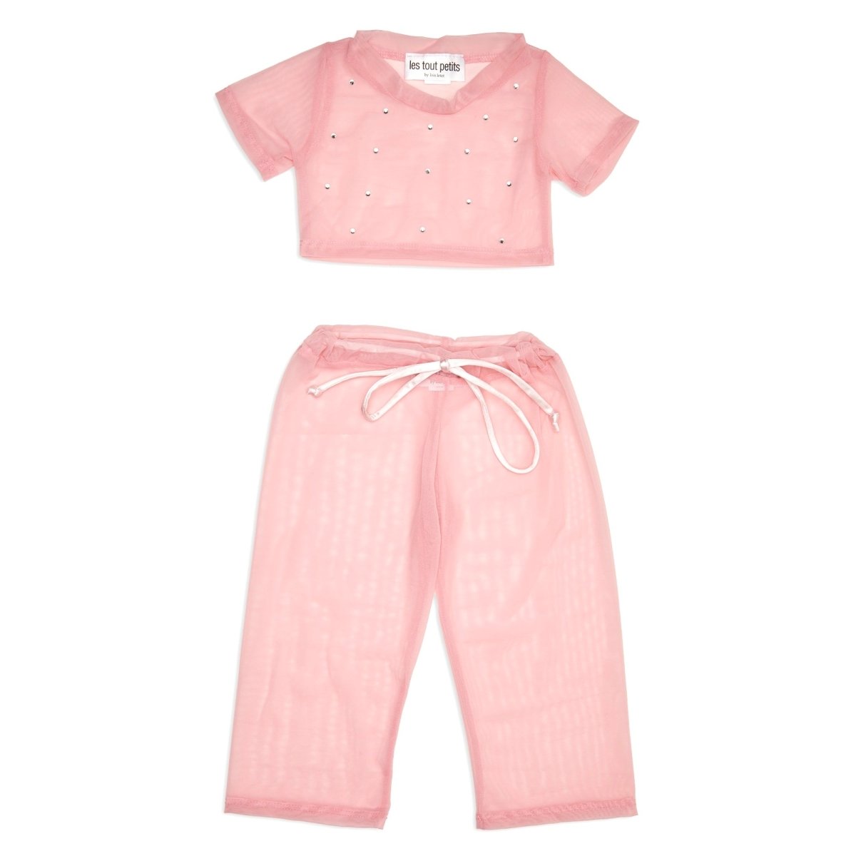 CRYSTAL STONE MESH TOP AND PANTS SET - SET