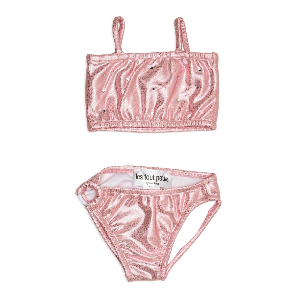 CRYSTAL STONES METALLIC BANDEAU TWO PIECE BIKINI - TWO PIECE BIKINI