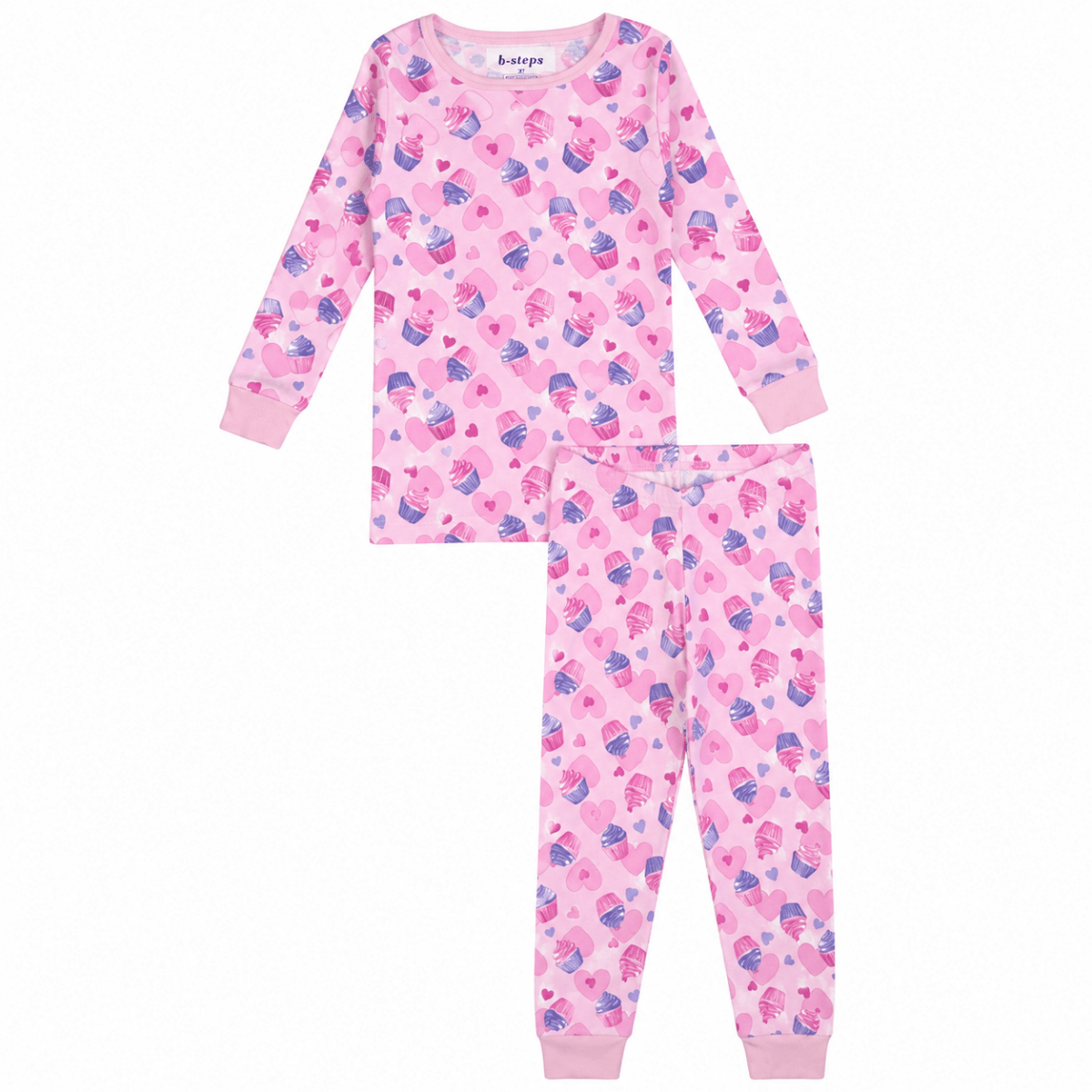CUPCAKE HEARTS LONG SLEEVE TWO PIECE PAJAMAS - BABY STEPS