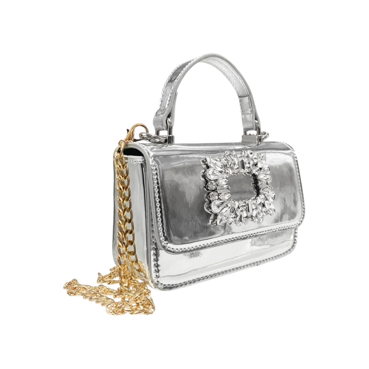 CRYSTAL BROOCH PATENT PURSE