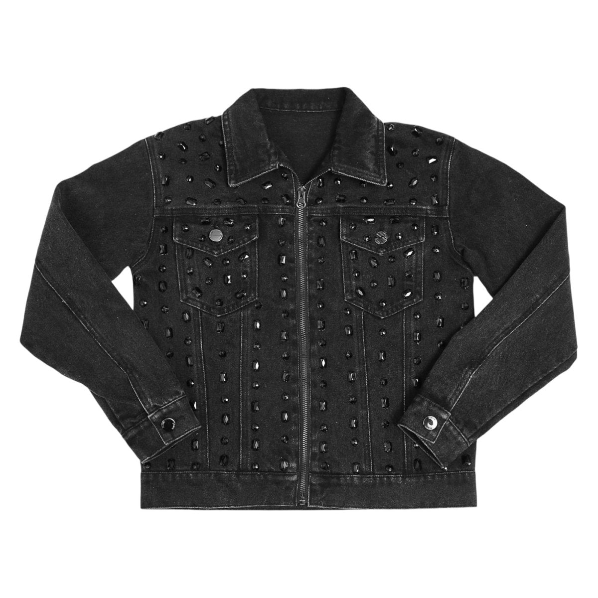 DENIM STUDDED JACKET (PREORDER) - JACKETS