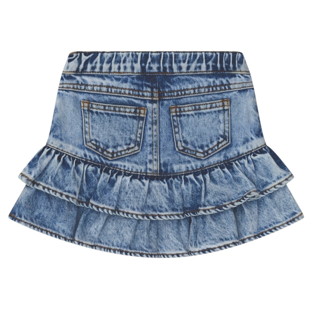 DREAMY DENIM TIERED RUFFLE SKIRT - HUXBABY