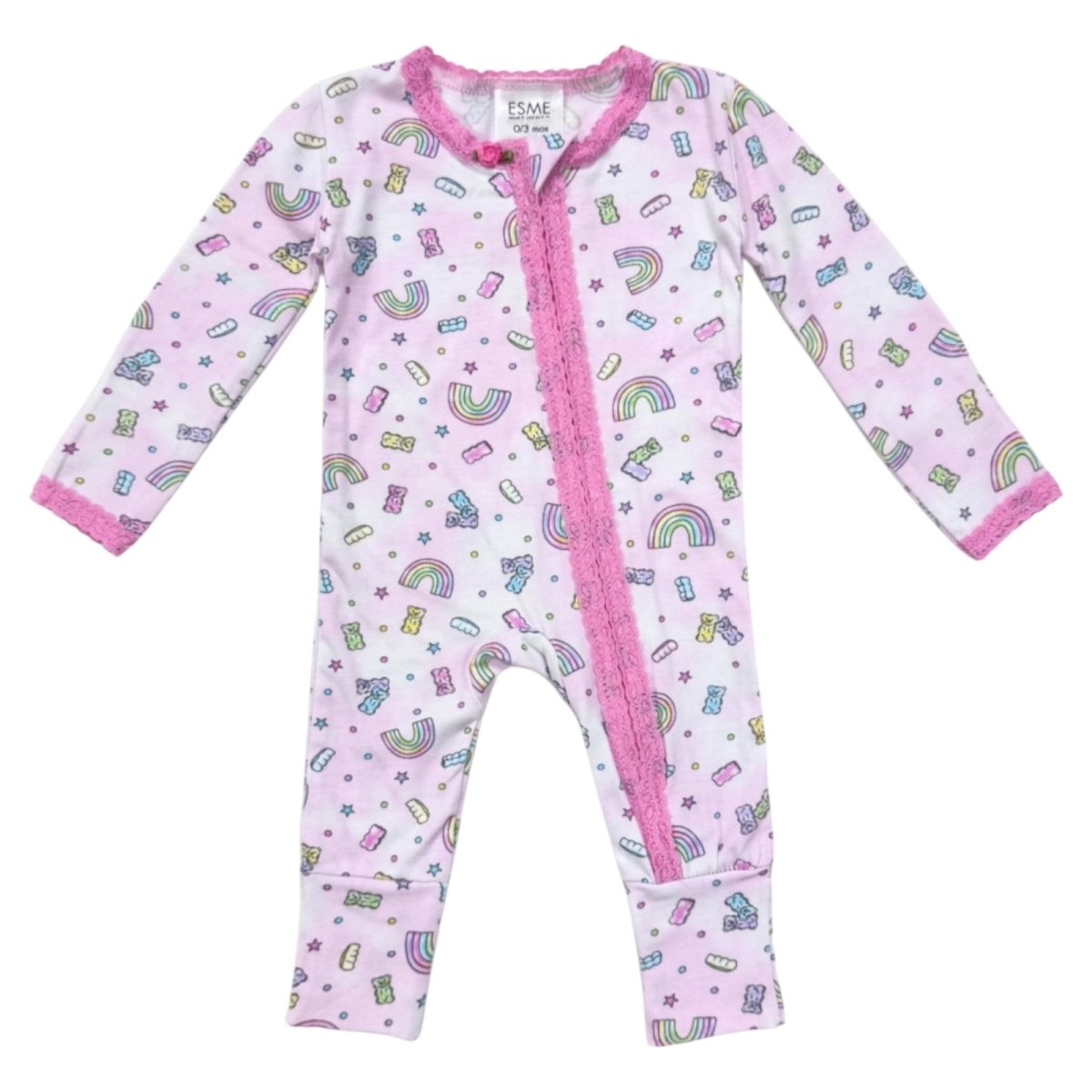 DREAMY RAINBOW & GUMMY BEAR ZIP FOOTIE - ESME