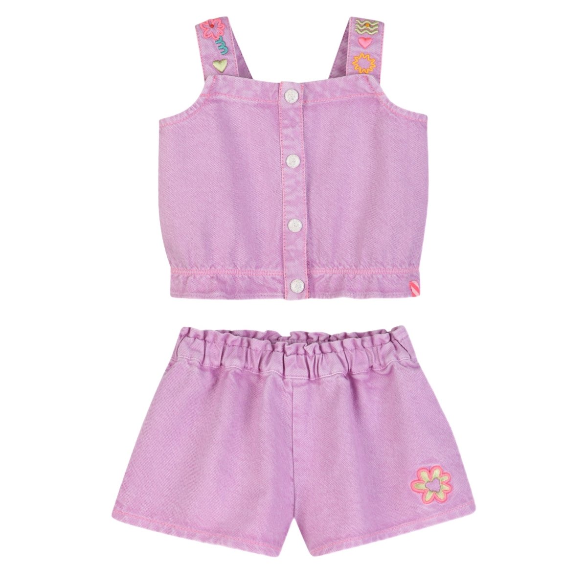 EMBROIDERED DENIM TOP AND SHORTS SET (PREORDER) - BILLIEBLUSH