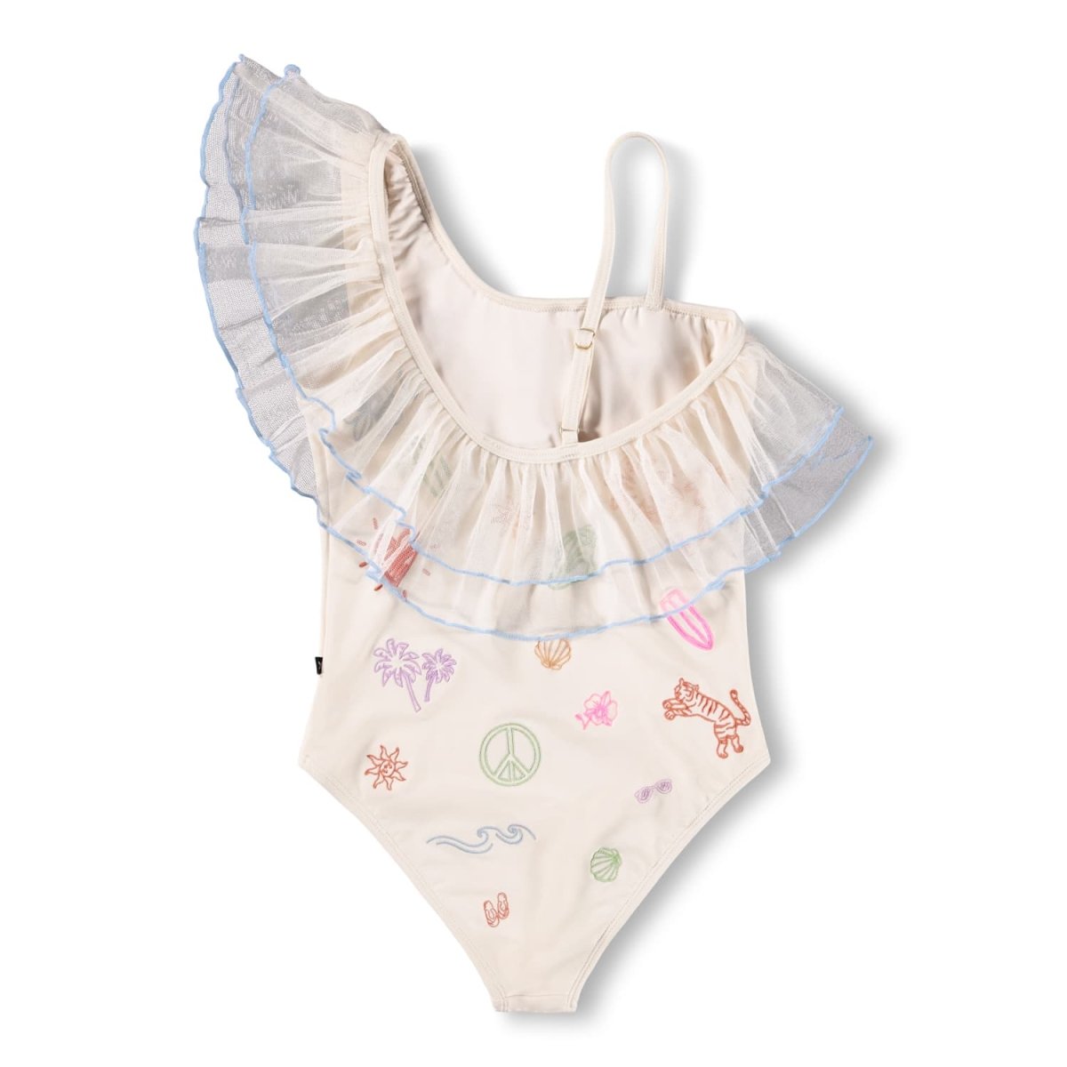 EMBROIDERED DOODLES NILLA RUFFLE ONE SIDED ONE PIECE SWIMSUIT (PREORDER) - MOLO