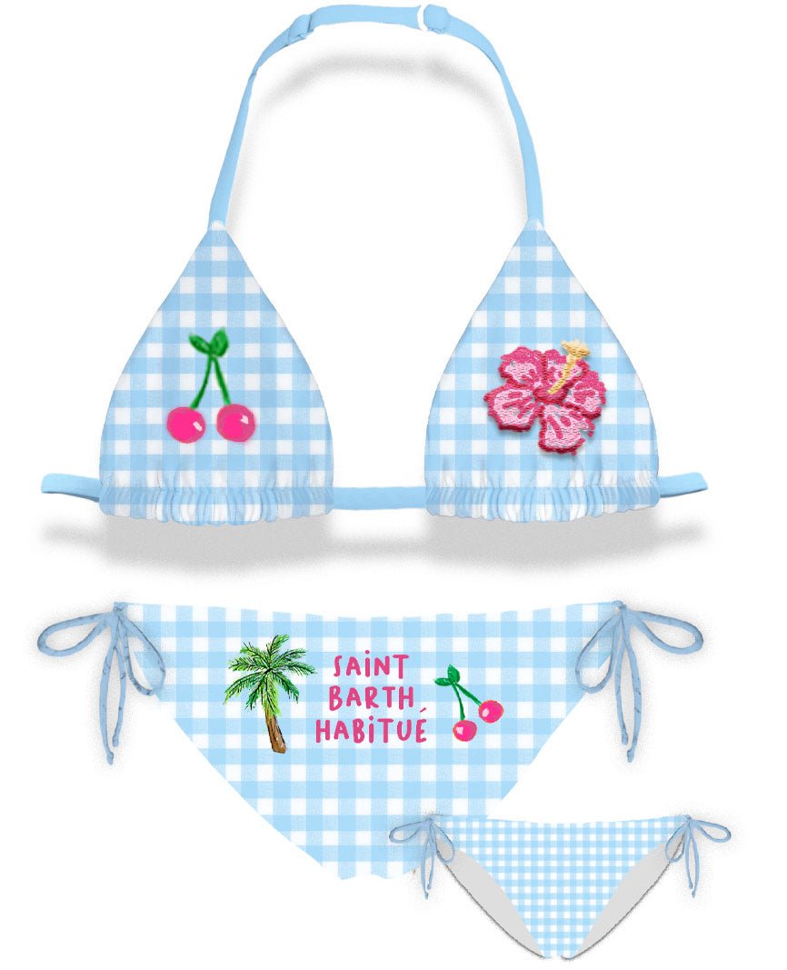 EMBROIDERED PATCH GINGHAM HOLLY TWO PIECE BIKINI (PREORDER) - TWO PIECE BIKINI