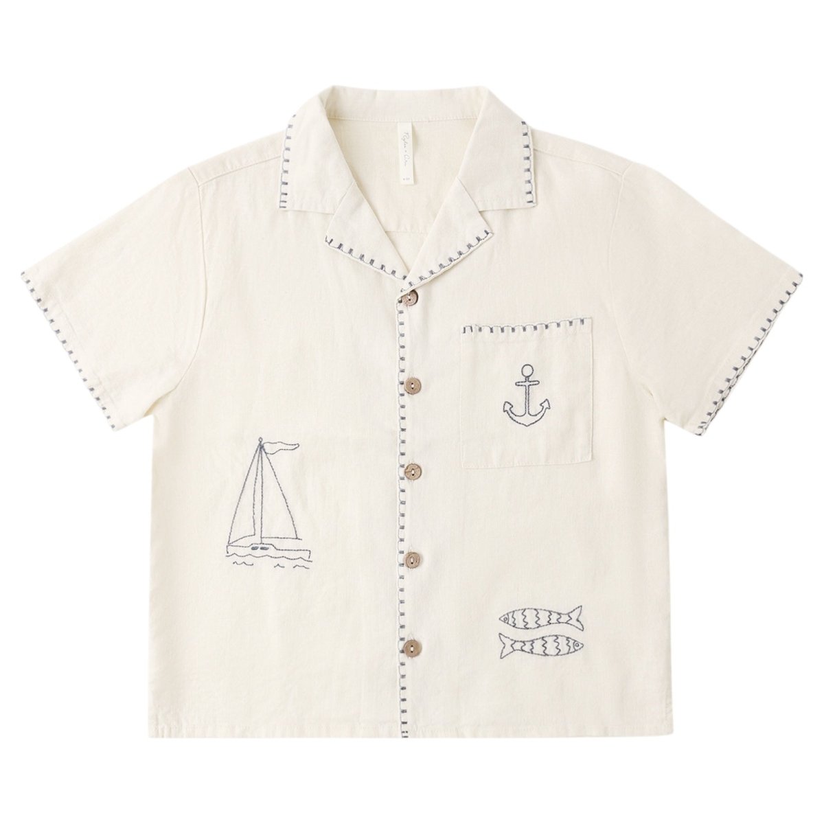 EMBROIDERED SAILOR BUTTON DOWN TOP - BUTTON DOWNS