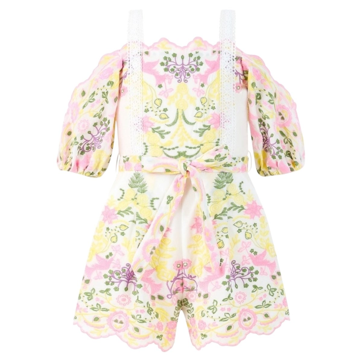 lace romper dress with shorts Sweetest Floral Romper Purple Floral / L