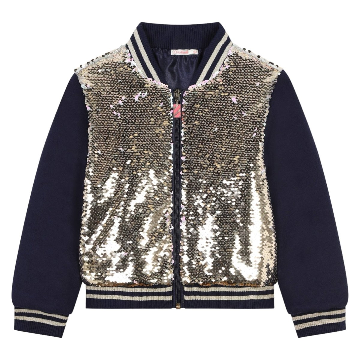 Flip Sequin Bomber Jacket with Gold & Pink Sequins | Mini