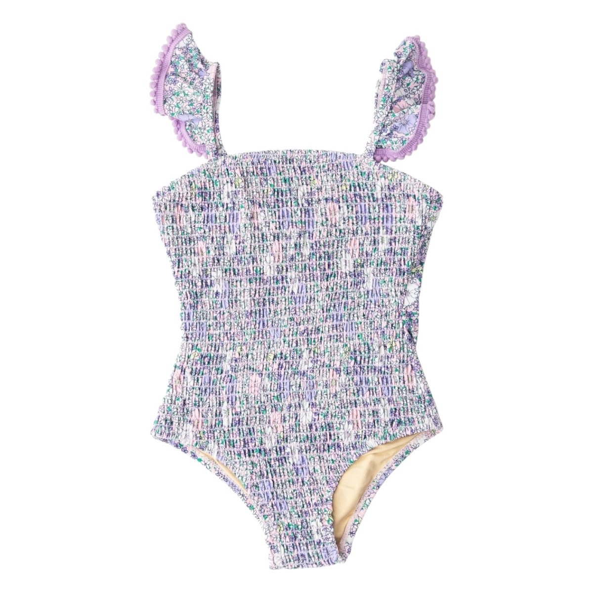 FLOWER POWER SMOCKED ONE PIECE SWIMSUIT - ONE PIECE SWIMSUIT
