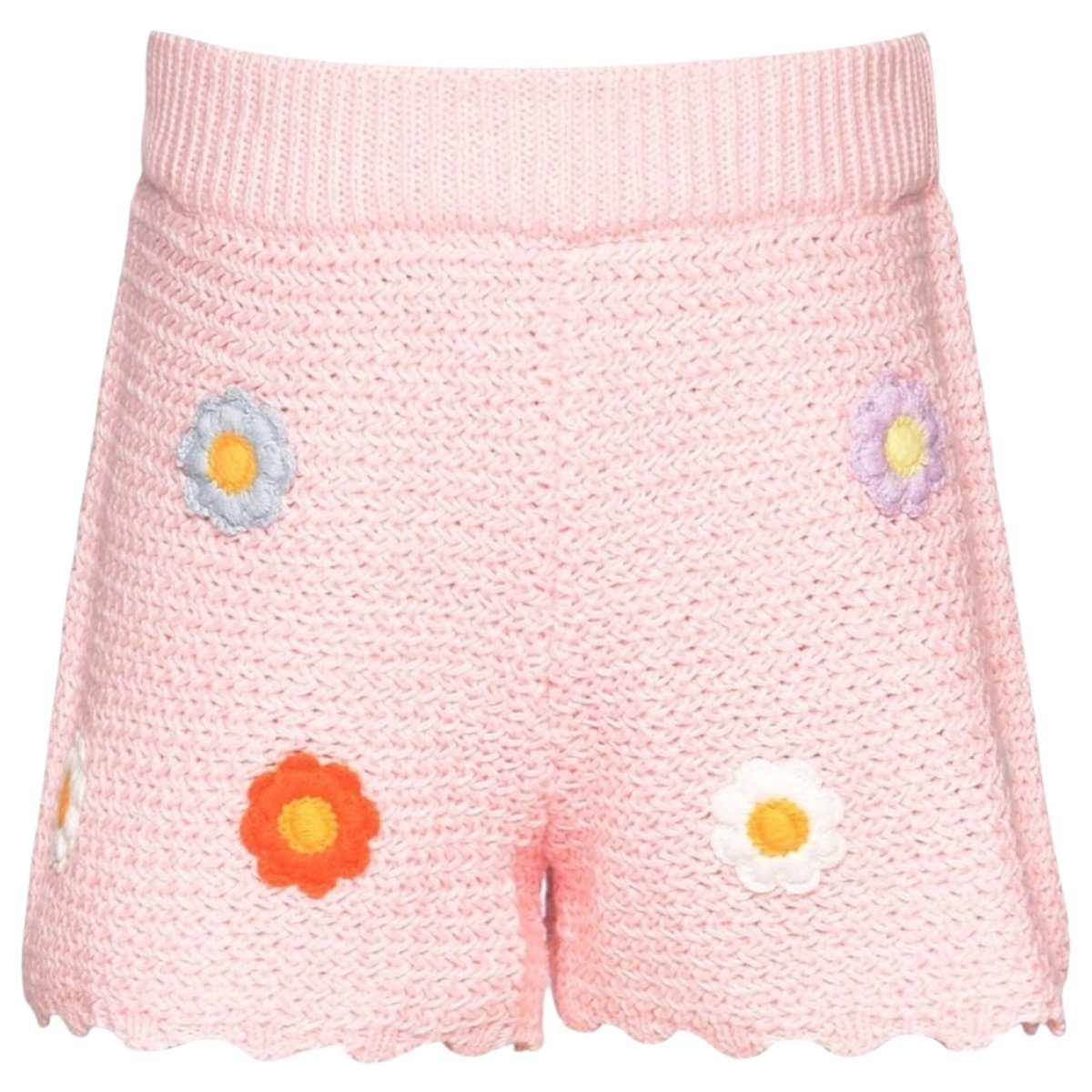 FLOWER TRIM CROCHET SHORTS - SHORTS