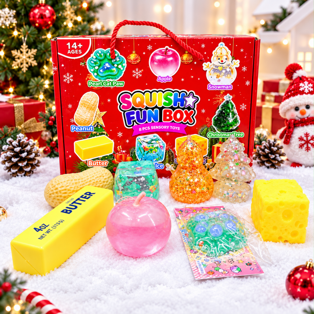 FUN BOX 8 PIECE SQUISHY SET HOLIDAY EDITION - MD