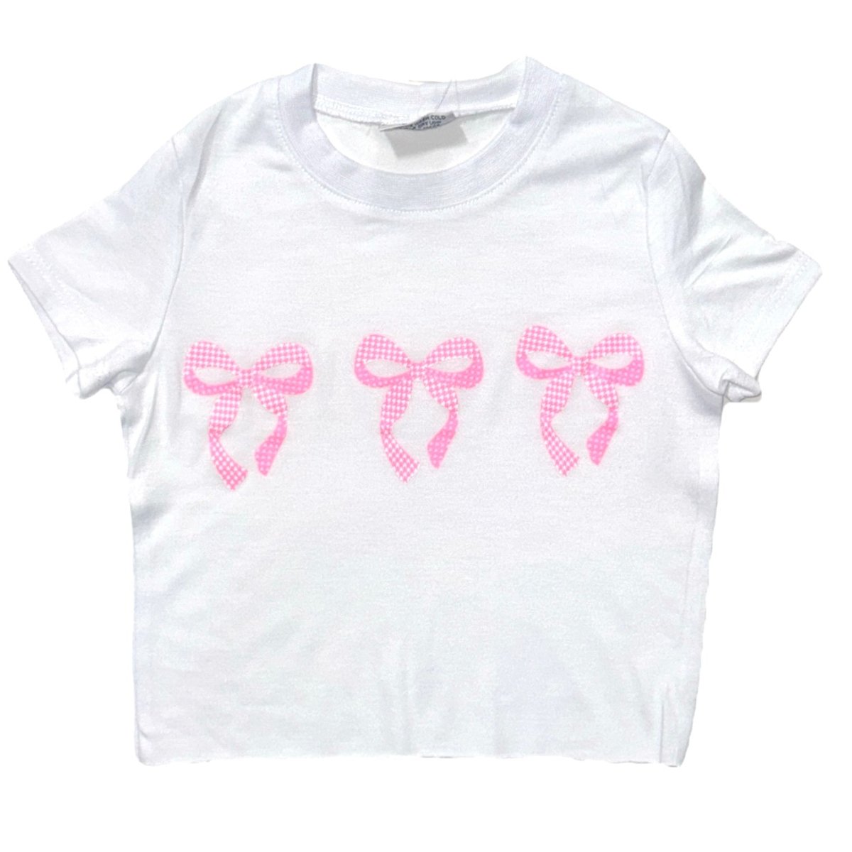 GINGHAM BOWS TSHIRT - SHORT SLEEVE TOPS