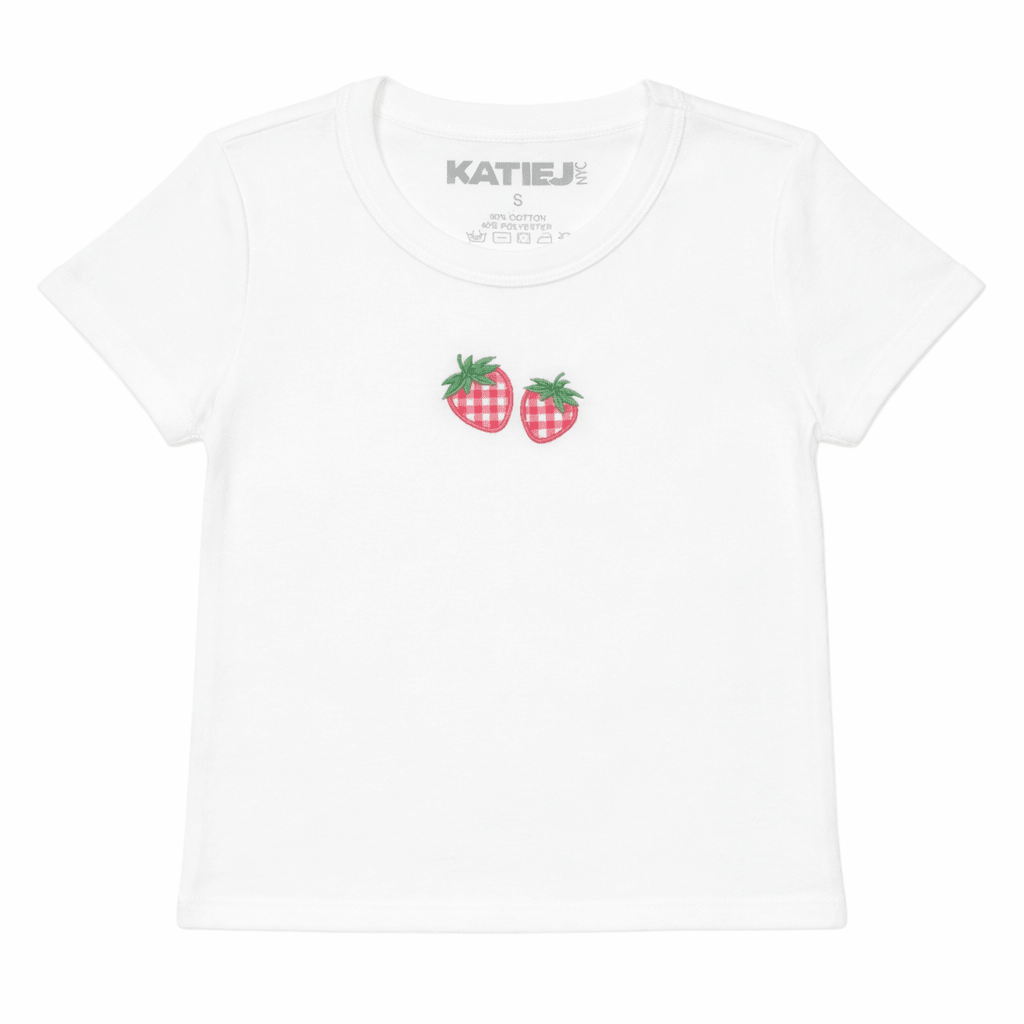 GINGHAM STRAWBERRY TSHIRT - KATIE J NYC