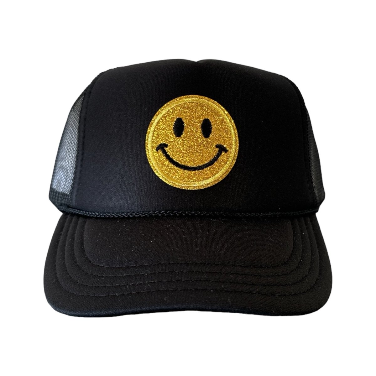 GLITTER SMILEY FACE TRUCKER HAT - LOCAL BEACH