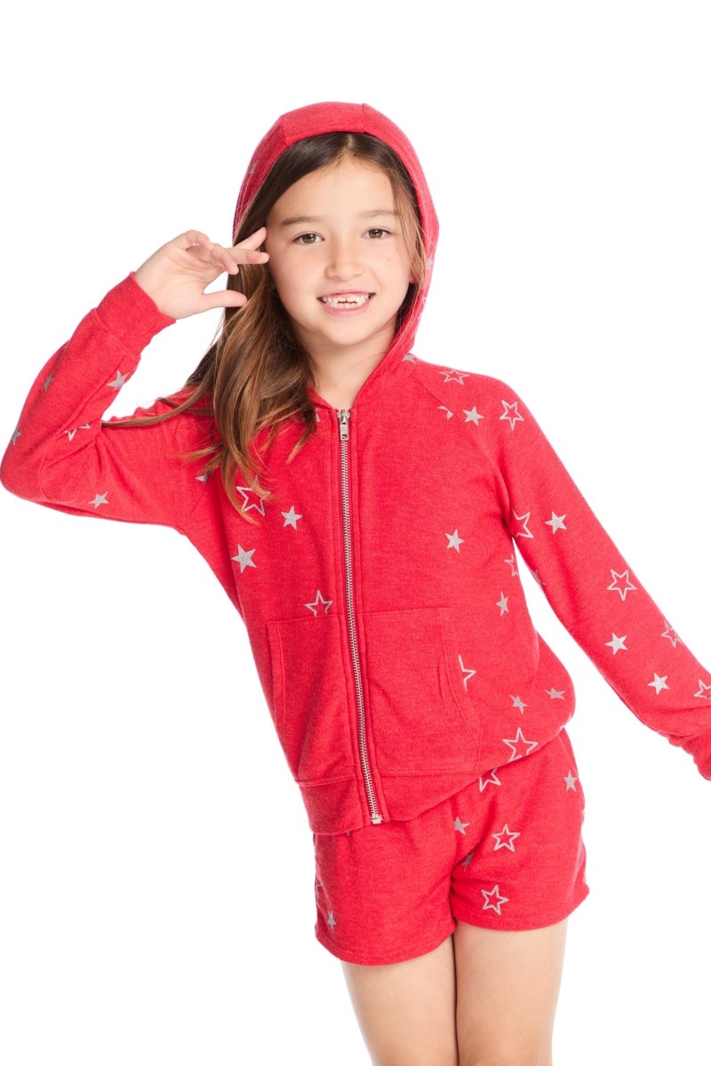 GLITTER STARS ZIP UP HOODIE - HOODIES