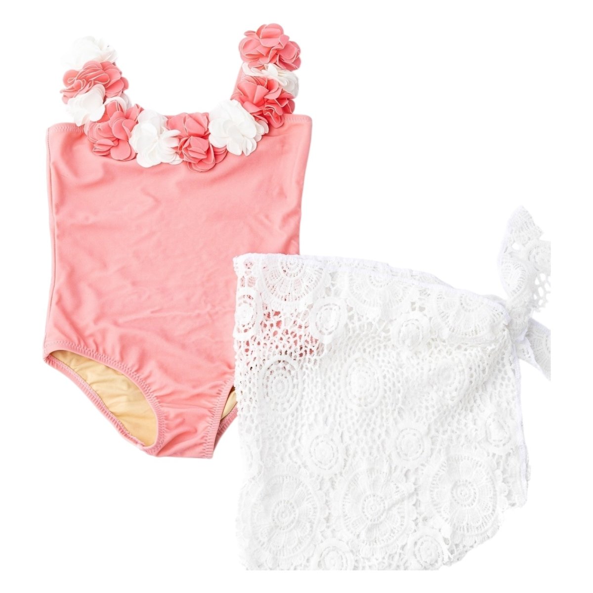 H20 HULA ONE PIECE SWIMSUIT W/ LACE SKIRT SET - ONE PIECE SWIMSUIT