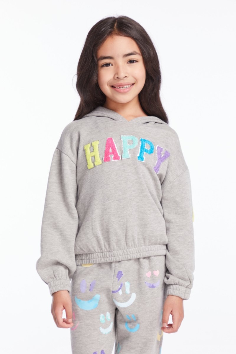 HAPPY PATCHES SMILEY HOODIE - HOODIES