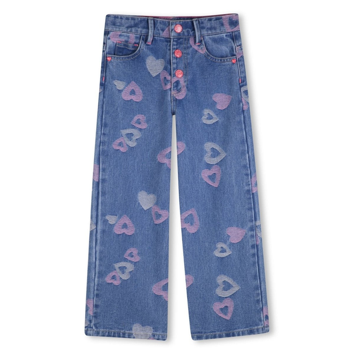 HEART PRINT DENIM PANTS (PREORDER) - PANTS