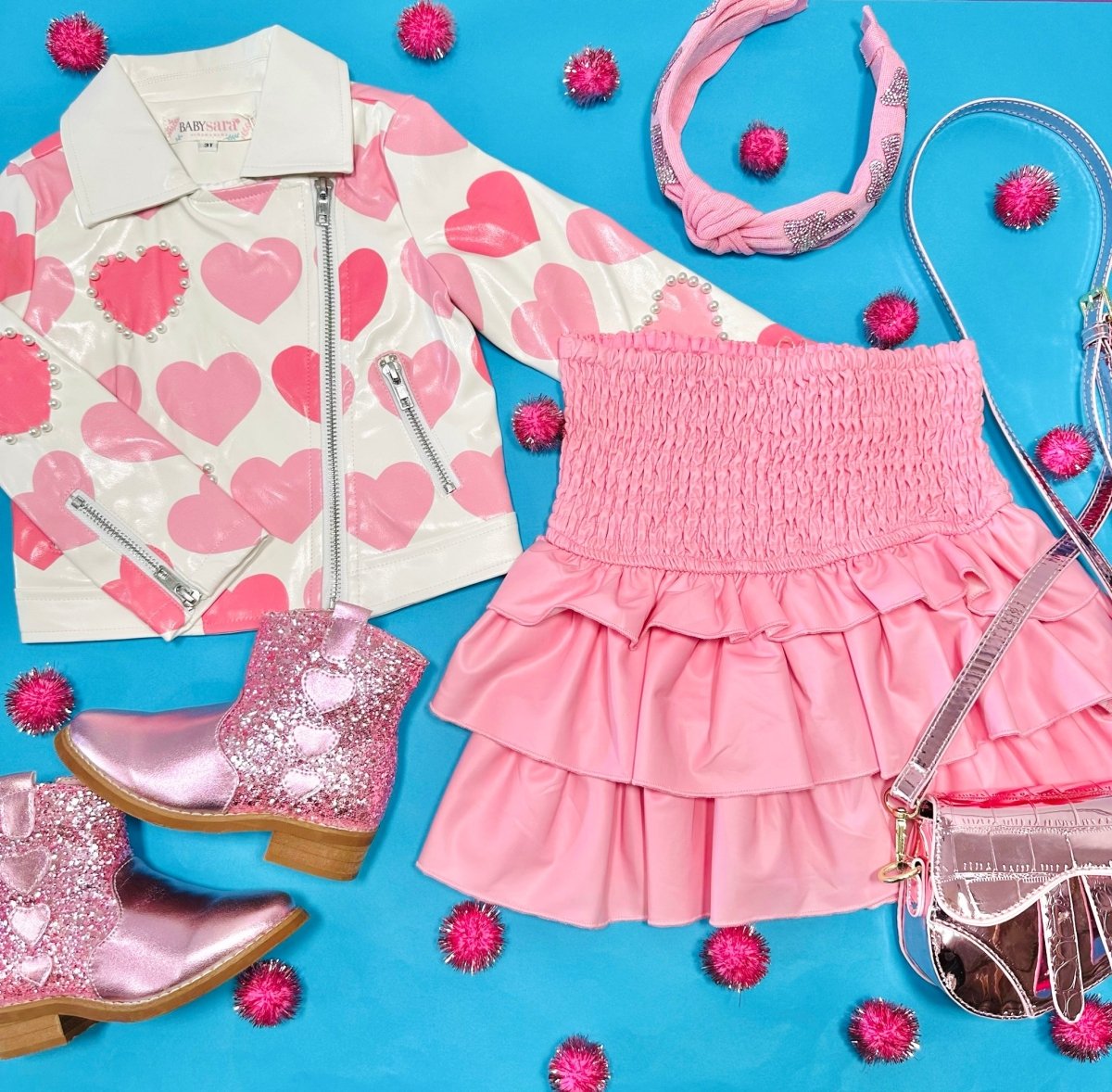 HEART PRINT MOTO JACKET W/ PEARLS - JACKETS