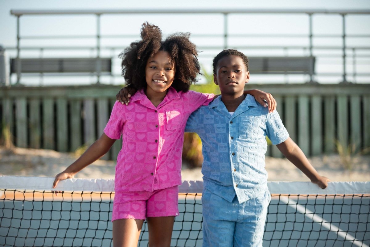 HEARTS CHECKERED TERRY RESORT BUTTON DOWN TOP - BUTTON DOWNS