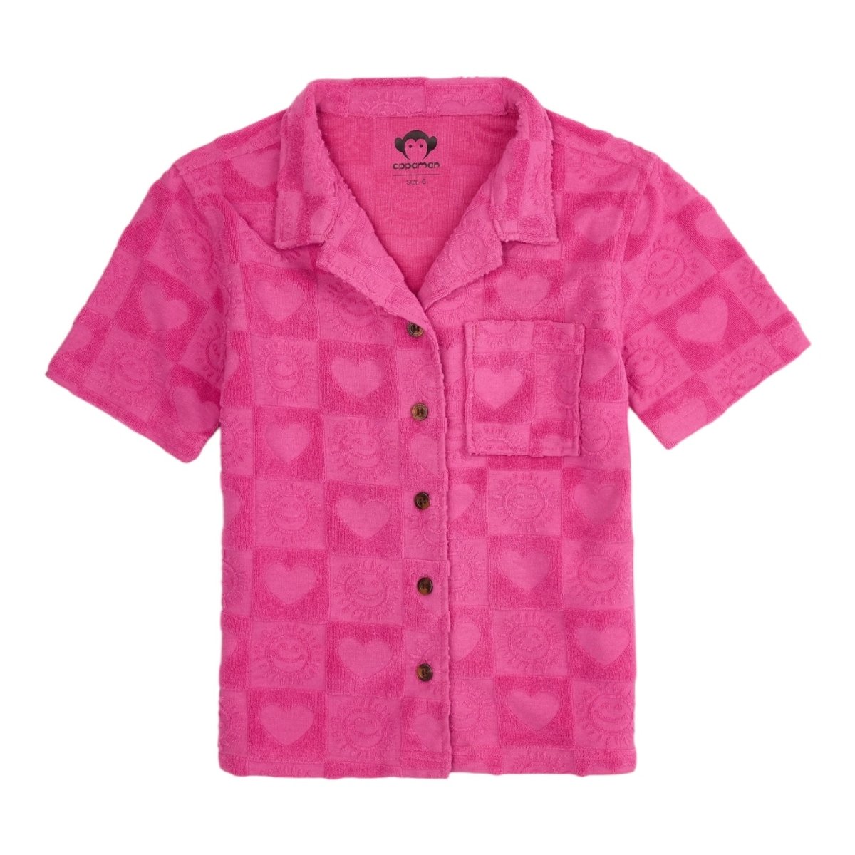 HEARTS CHECKERED TERRY RESORT BUTTON DOWN TOP - BUTTON DOWNS