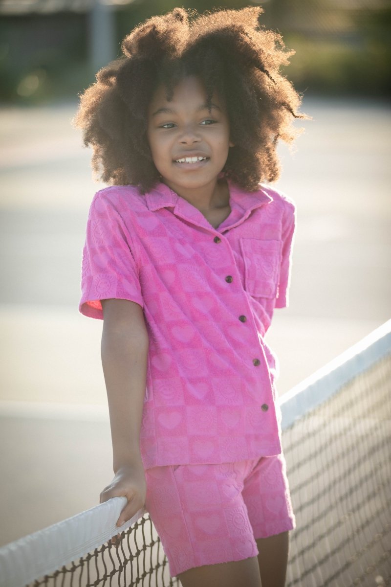 HEARTS CHECKERED TERRY RESORT SHORTS - SHORTS