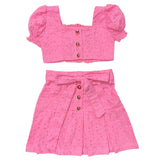 HOLLY EYELET OFF THE SHOULDER TOP AND PAULINE SKIRT SET - SET