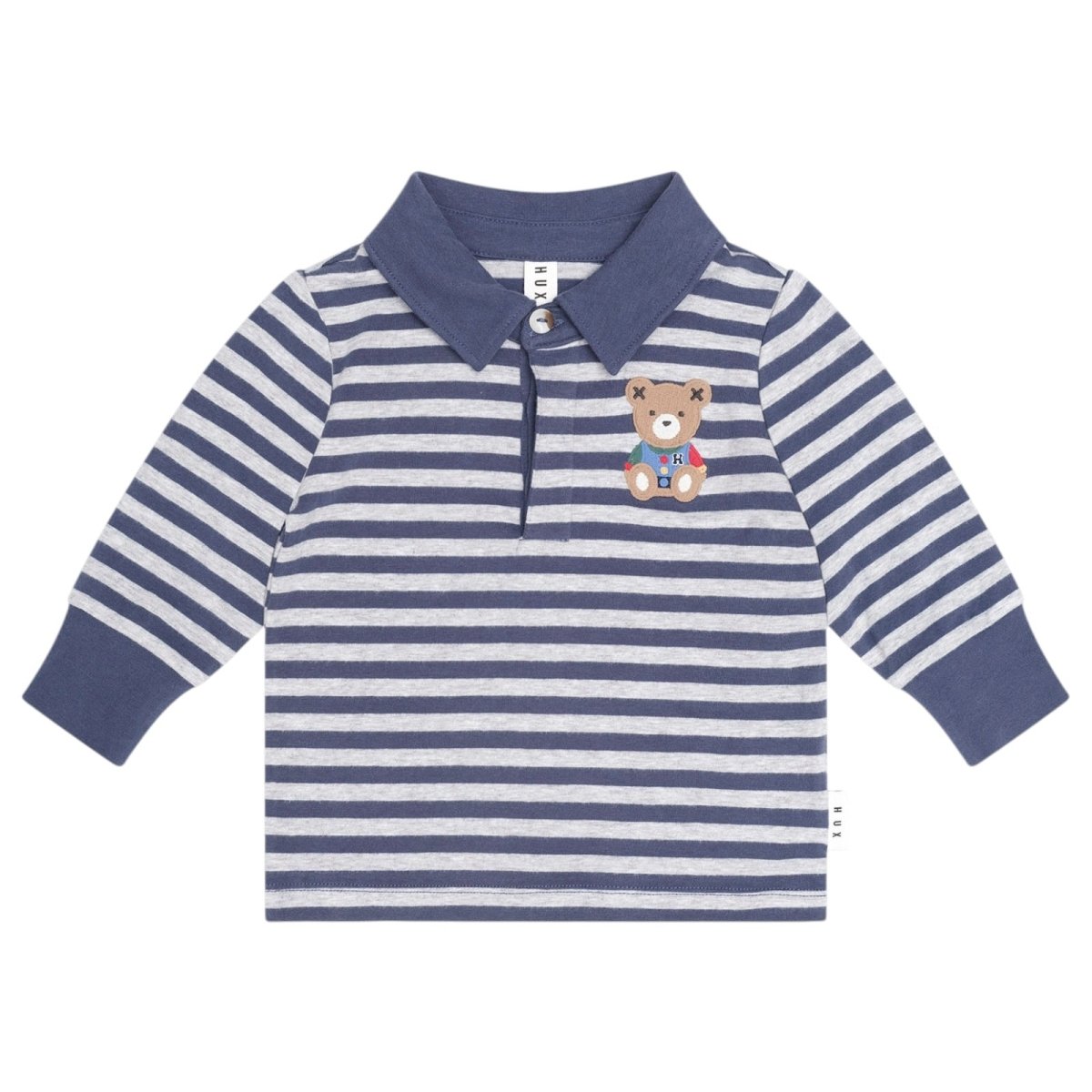 INK STRIPE SITTING HUX POLO LONG SLEEVE TOP (PREORDER) - HUXBABY