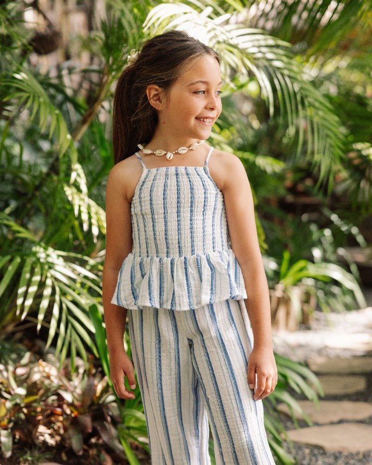 ISLA STRIPE SMOCKED TOP - FEATHER 4 ARROW