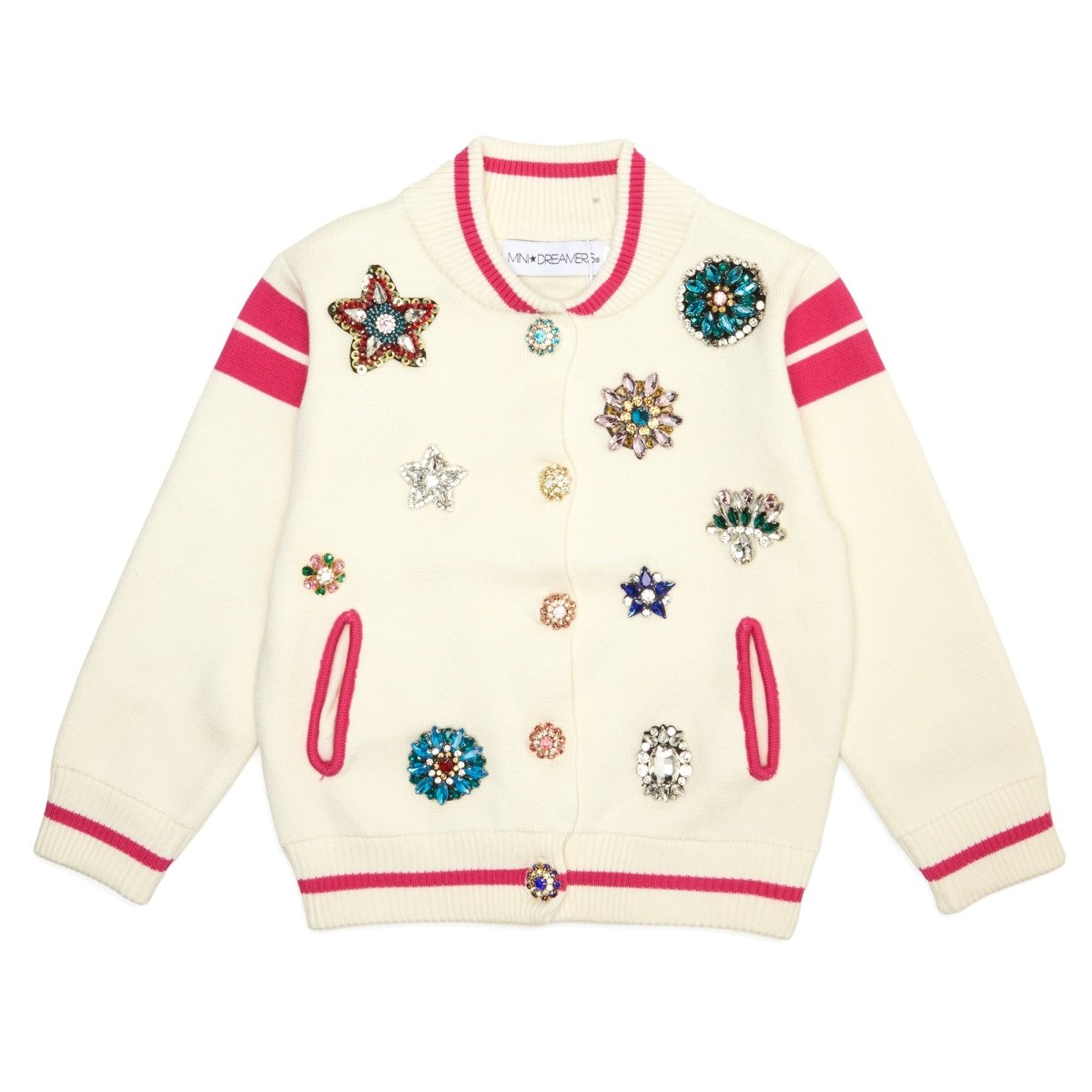 JAYDE CRYSTAL PINS VARSITY JACKET - JACKETS