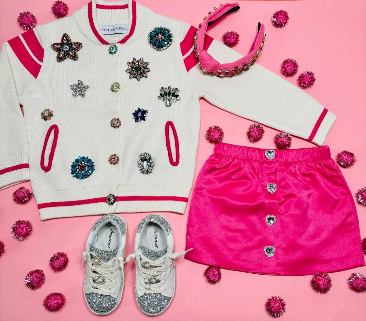 JAYDE CRYSTAL PINS VARSITY JACKET - JACKETS