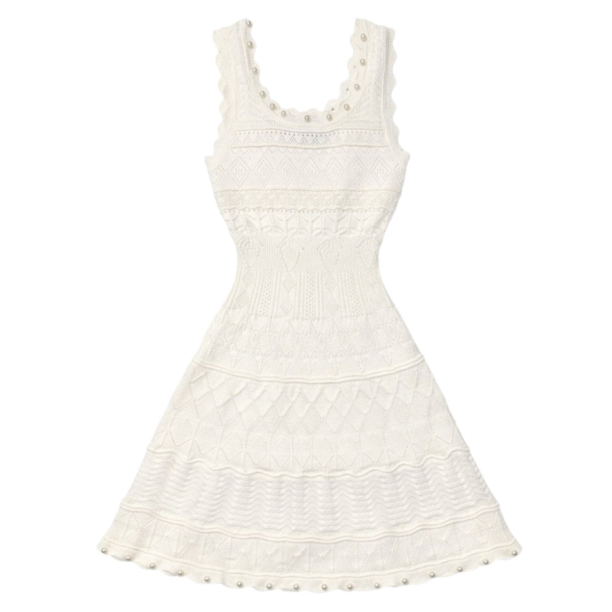 JENI KNITTED PEARL TRIM DRESS - KATIE J NYC