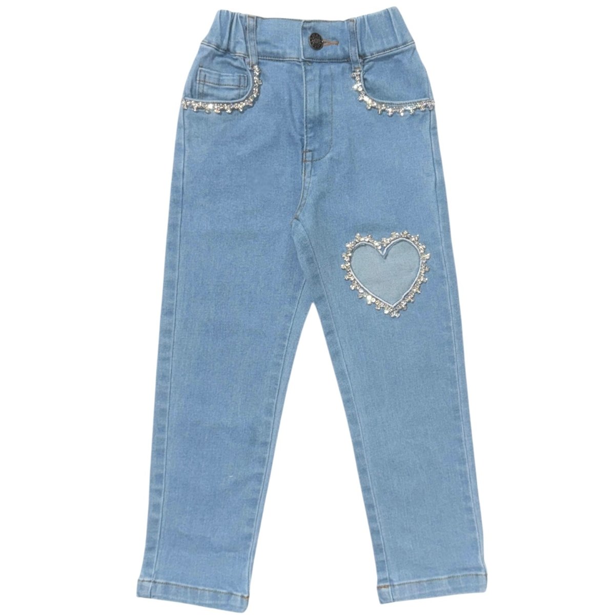 JESSIE CRYSTAL HEART DENIM PANTS - MINI DREAMERS - PANTS