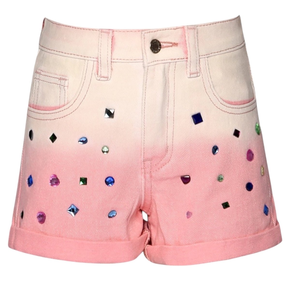 JEWELED DIP DYE DENIM SHORTS - SARA SARA