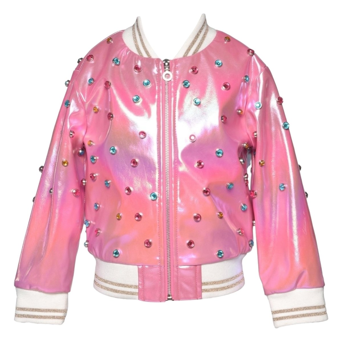 JEWELED LOVE FAUX LEATHER JACKET - JACKETS