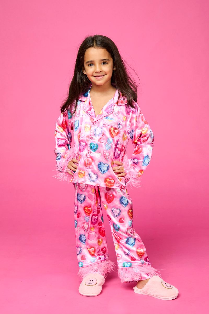 JEWELS FEATHER TRIM SILKY SET - MINI DREAMERS