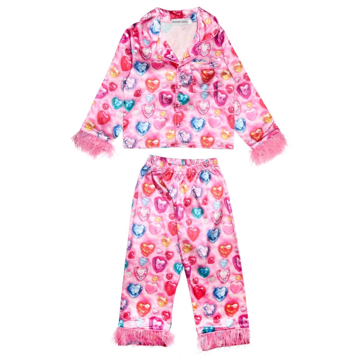 JEWELS FEATHER TRIM SILKY SET - MINI DREAMERS