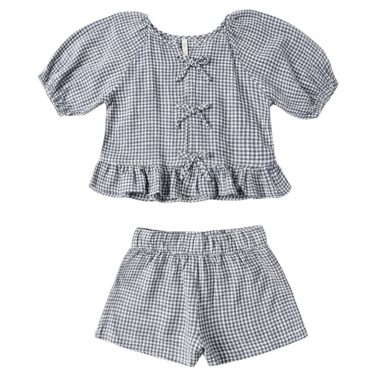 JUNIPER MARINE GINGHAM PUFF SLEEVE TOP AND SHORTS SET - SET