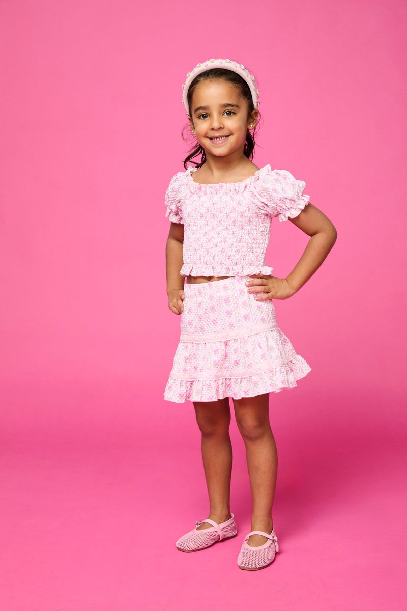 KAYLA FLORAL SMOCKED TOP AND SKIRT SET - MINI DREAMERS