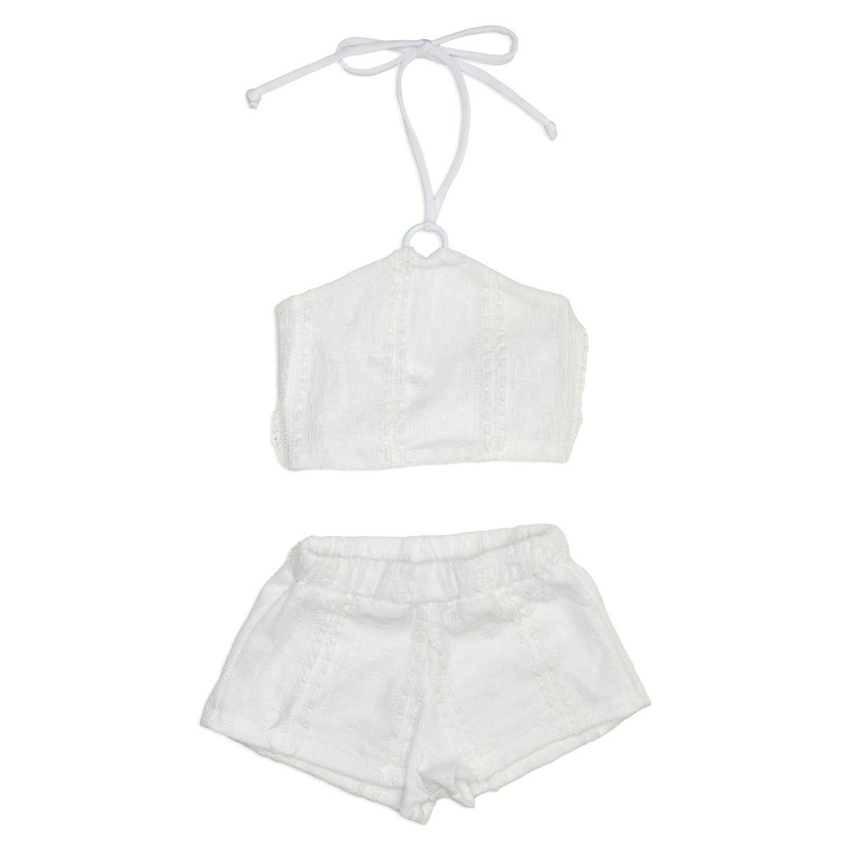 LACE HALTER TOP AND SHORTS SET - SET